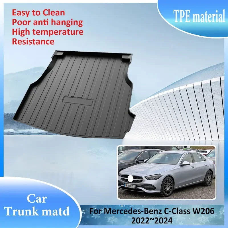 TPE Material Trunk Mat Rear For Mercedes Benz C Class W206 2022~2024 Easy Clean Auto Waterproof Accessory Protector Anti scratch