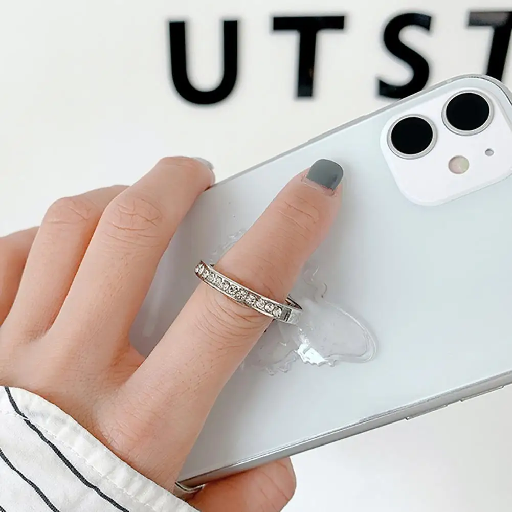 Finger Ring Phone Holder  Useful Rhinestone Finger Ring Mobile Phone Holder Socket  Universal Finger Ring Phone Rack