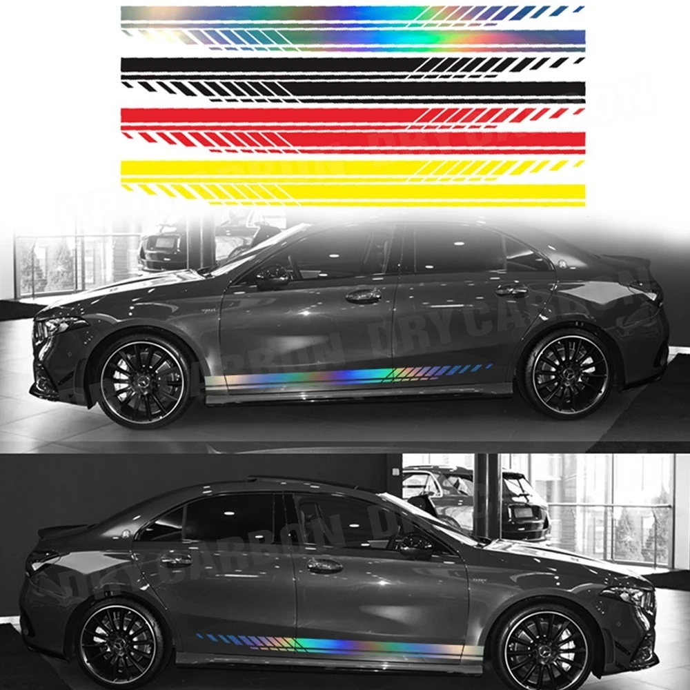 

Car Side Body Decals Racing Stripes Vehicle Universal Race Stripes Door Side Skirt Stickers Exterior Decorations for Accessories