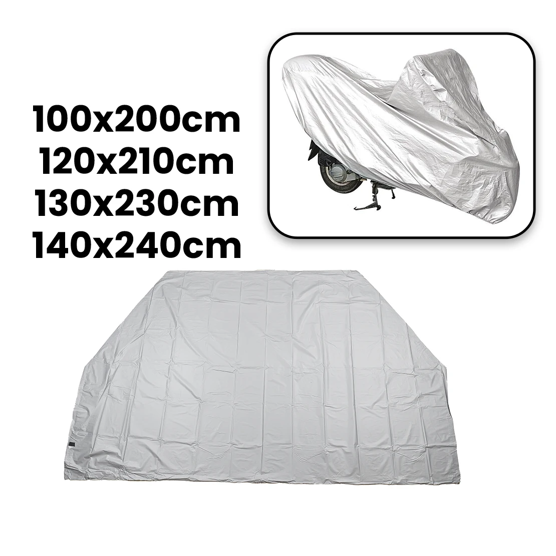 Motorcycle Grey PEVA Scooter Bicycle Garage Cover Protector Folding Tarpaulin Waterproof Outdoor 100x200cm/120x210cm New