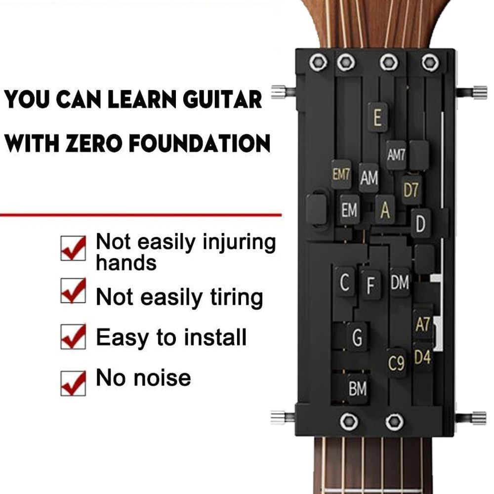 Prensador de acordes de guitarra, entrenador de acordes de guitarra, ayudante de acordes de guitarra, herramientas de aprendizaje de acordes de