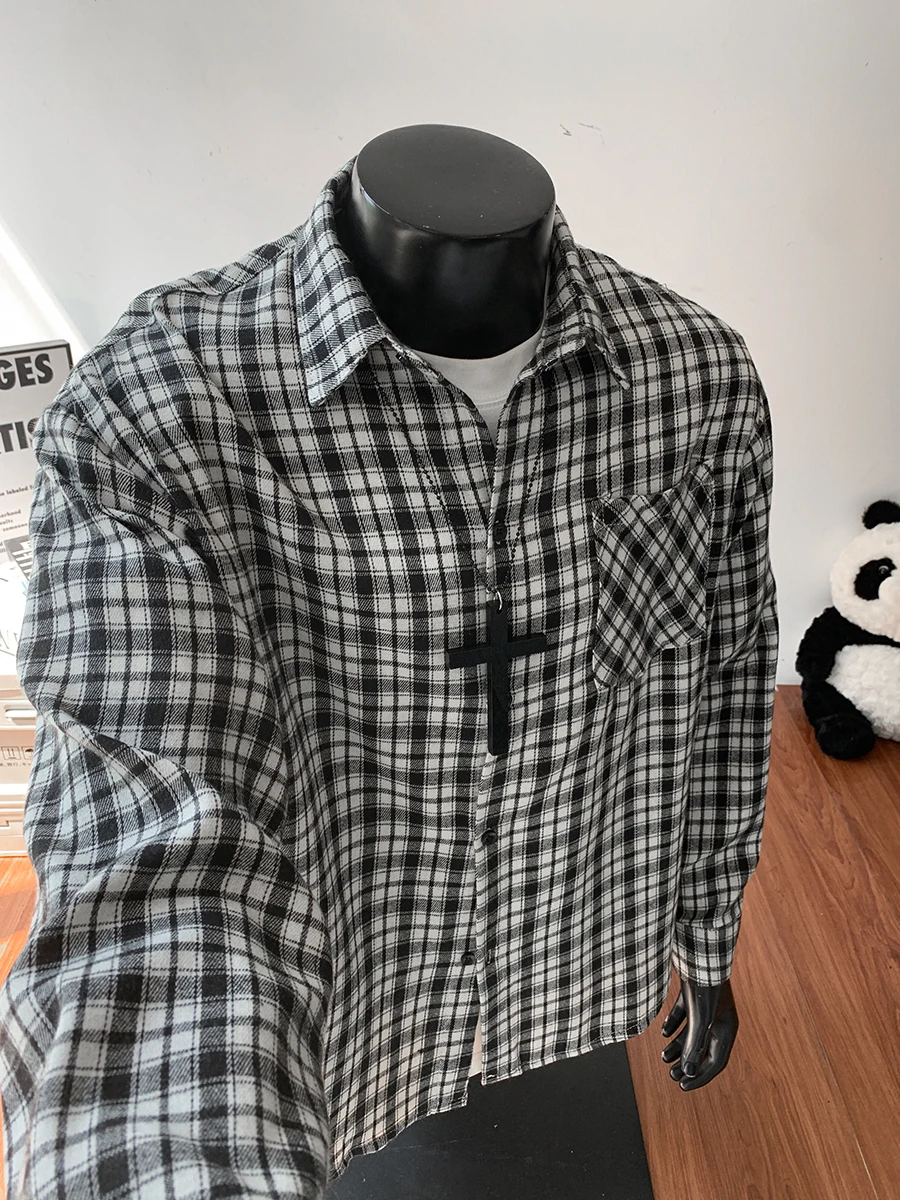 

Мужская повседневная свободная куртка Cleanfit в клетку, осенняя, трендовая, универсальная, от бренда Haome, с эффектом высококачественной ткани, верхняя одежда