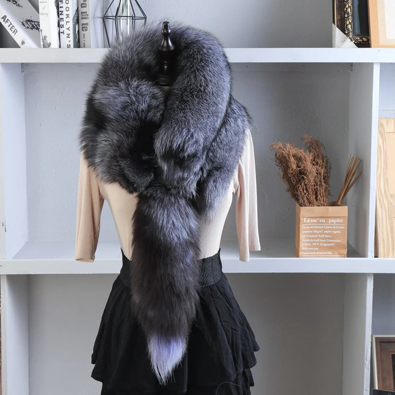 2024 Luxury Brand Real Fox Fur Scarves Women Winter Real Natural Whole Fox Fur Collar Ring Warm Soft Genuine Real Fox Fur Scarf