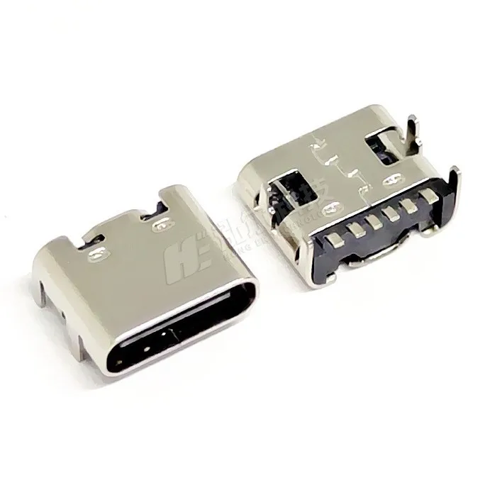 For TYPE-C female6PIN C port on board 90 degrees four-pin plug 6.5/6 SMT horizontal USB female head 6P