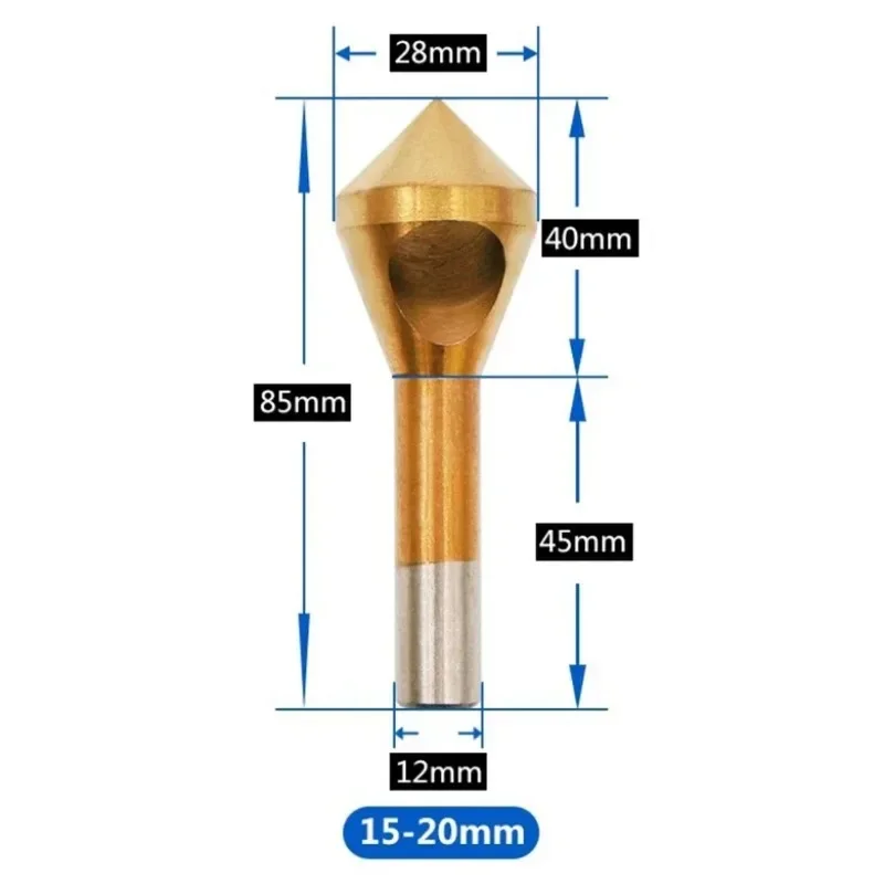 BIESUO Titanium Coated Deburring Chamfering Cutter Counter Sink Drill Bits Smooth Hole Cutter For Metal Wood Chamfering Tool