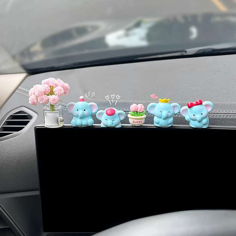 

1 Set Auto Interior Dashboard Accessories Cartoon Resin Little Elephant Model Car Center Console Decor Cute Car Ornaments