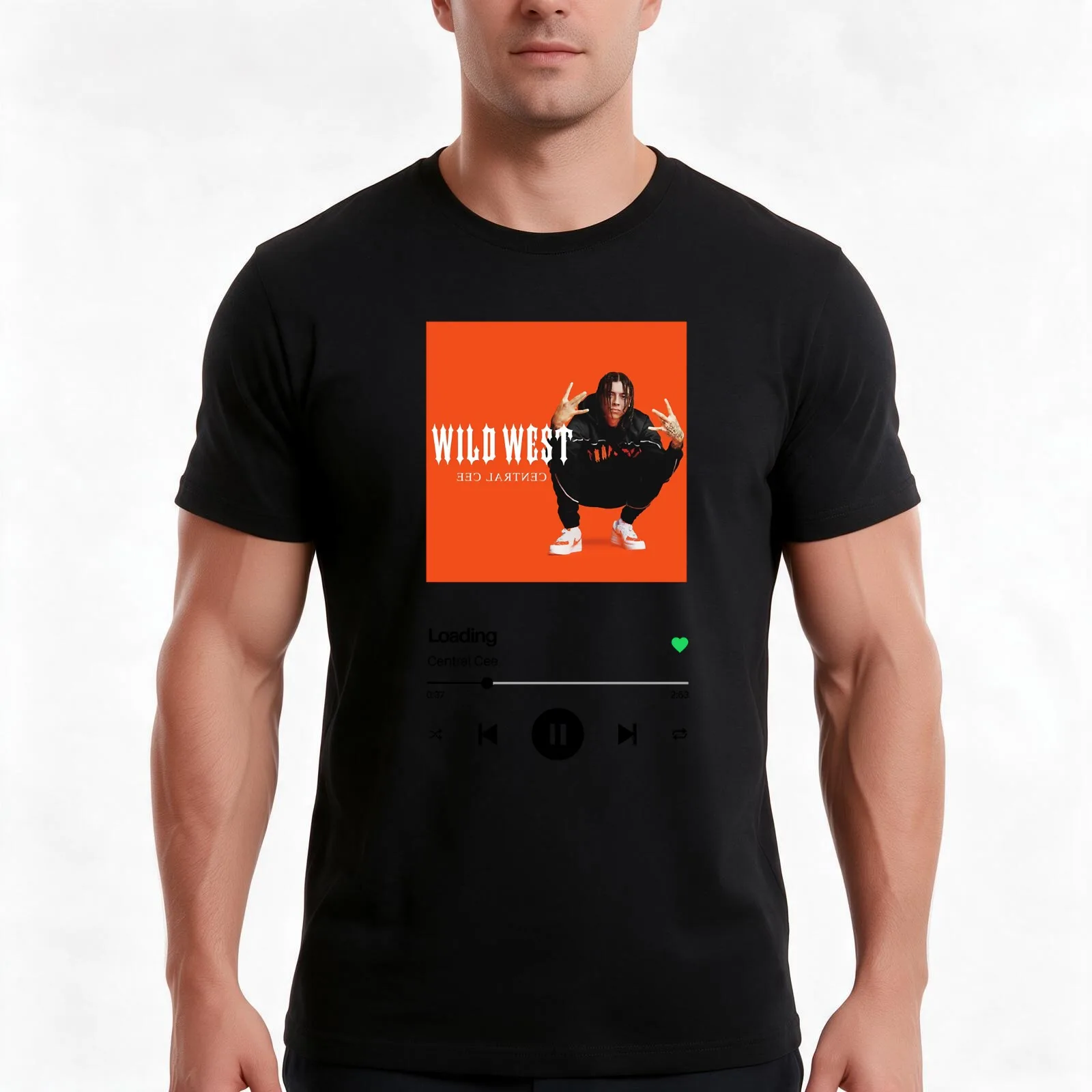 LOADING Central CEE spotify light T-Shirt, Summer Casual Cotton Tee, Oversized Streetwear Tops, Vintage Graphic Print
