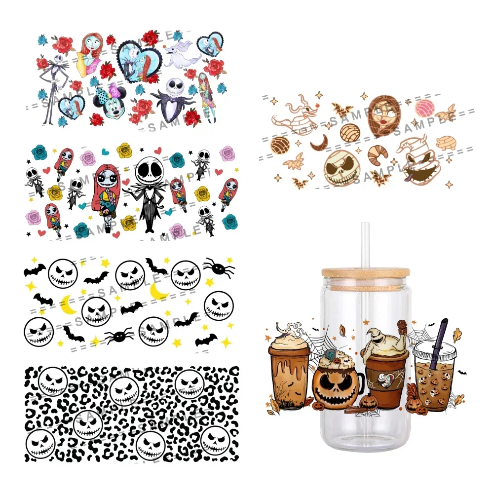 Disney-The Nightmare Before Christmas UV DTF Sticker, Waterproof Transfers Decals for 16oz Glass Cup Wrap Stickers