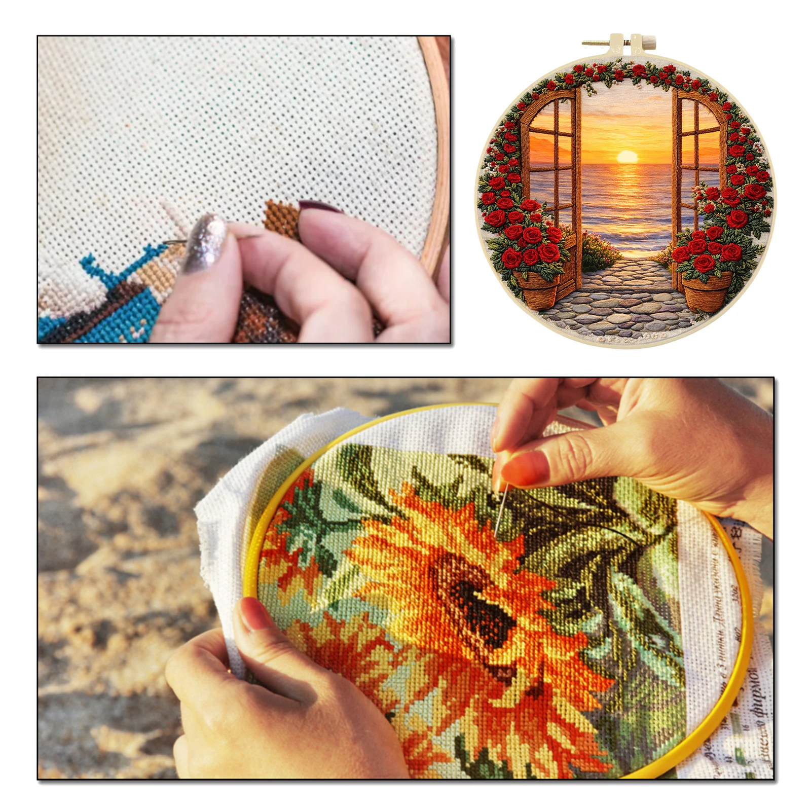 Embroidery Hoop Kit - ชุดปักผ้าฝ้าย DIY ขนาด 29x29 ซม. พร้อมห่วงปักลายวิวทิวทัศน์