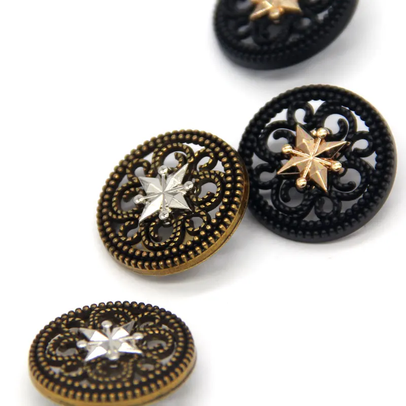 HENGC 18/20/23mm Chic Flower Shape Metal Sewing Buttons For Clothes Suit Blouse Coat Decorations Handmade Sewing Accessories