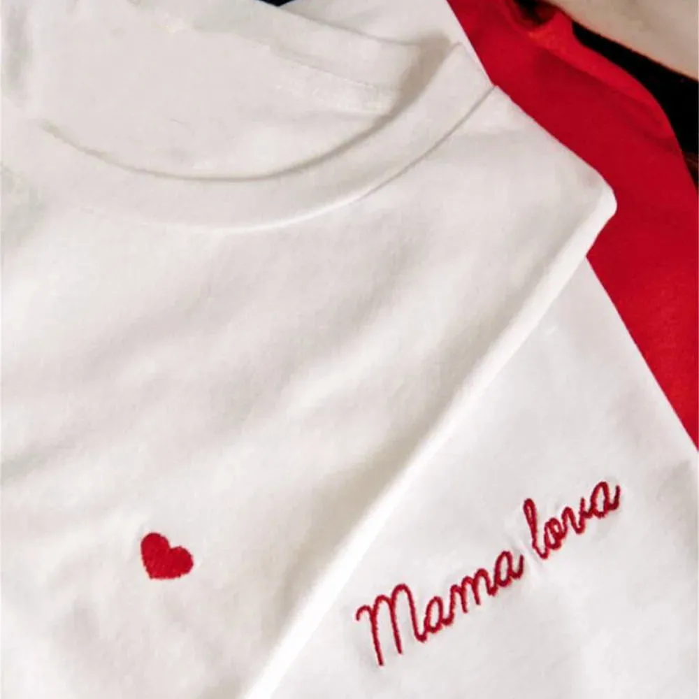 Red Heart Embroidered Summer Short Sleeve Casual Chic T Shirts Women Loose Cotton Tops Tees 2024 New Cute Elegant Shirts