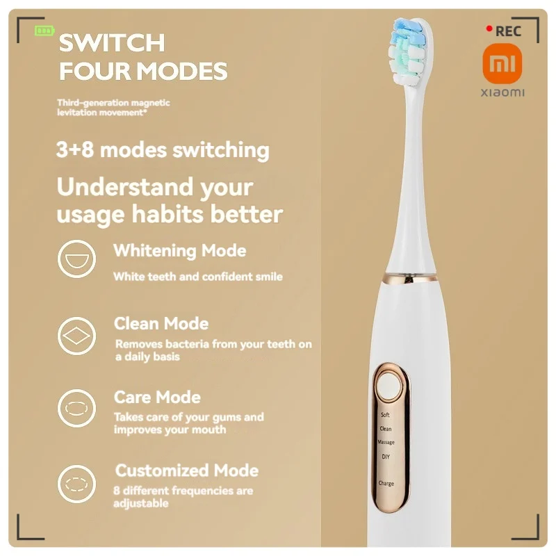 XIAOMI MIJIA IPX7 Waterproof Smart Sonic Brush Electric Toothbrush Ultrasonic Whitening Teeth Tooth Brush For Toothbrushes