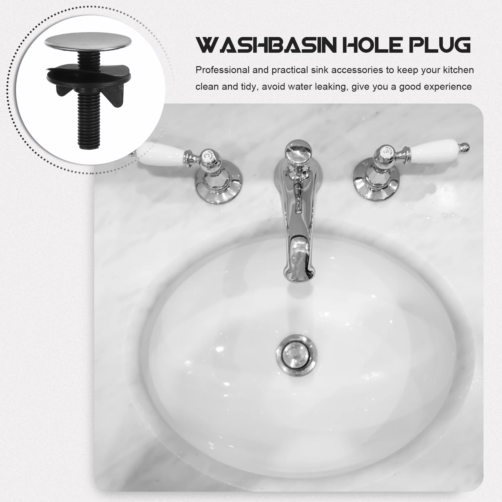 

2pcs Hole Cover Faucet Decorative Plug Metal Kitchen Sink Accessories Leakproof Durable Easy Install Home Restaurant Hotel Use