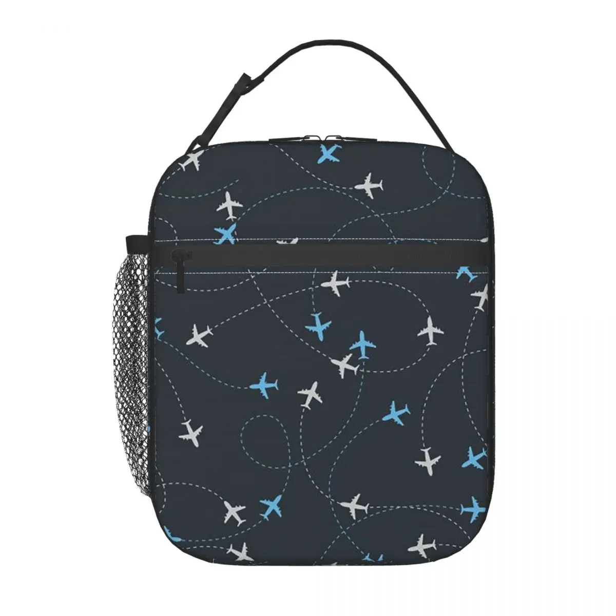 Airplane Flight Routes Captain Aviator Pilot (1) Insulated Lunch Bag Women Children Portable Food Boxes Thermal Lunch Box Tote
