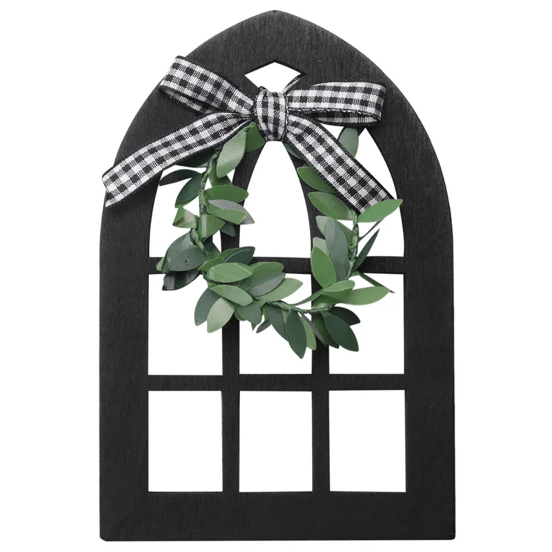 

A64K 10Pcs Wooden Farmhouse Window Tiered Tray Decoration Plaid Rustic Farmhouse Decor Cathedral Arch Window Shelf Photo Prop