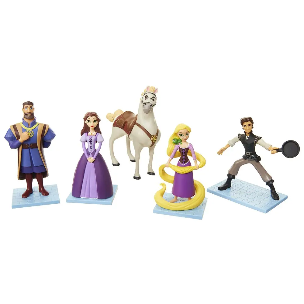 Original Disney Tangled The Series Rapunzel Adventure Figurine Set Scene Character Figurine Set Children Collectible Model Toys