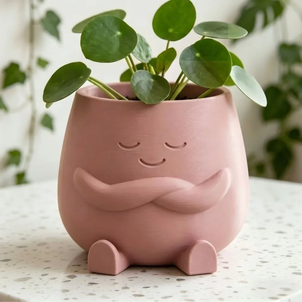 Novelty Mini Size Plant Pot 3D Printed Stylish Design Head Planter Holder Ornaments Flowerpot Garden Display
