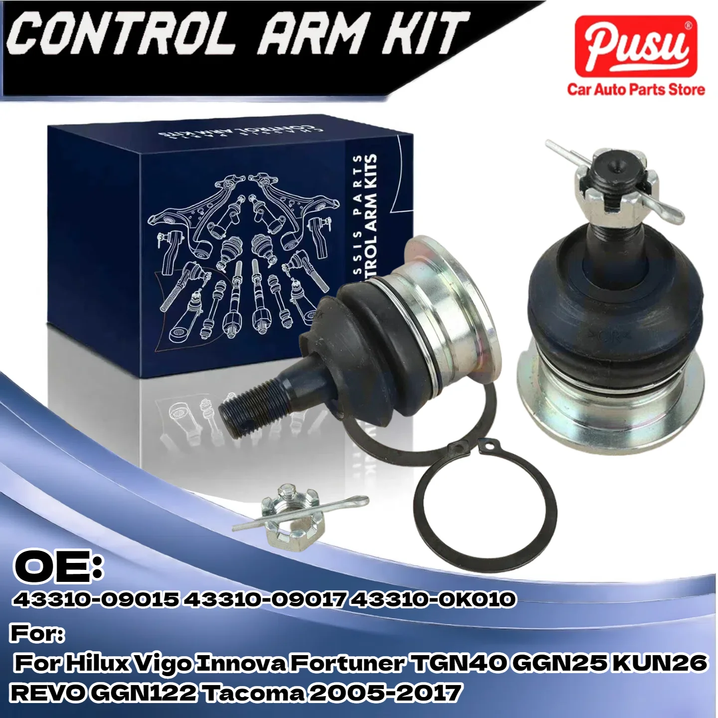 

Front Upper Ball Joints for Toyota Hilux Vigo Innova Fortuner TGN40 GGN25 KUN26 REVO GGN122 Tacoma 2005-2017 43310-09015