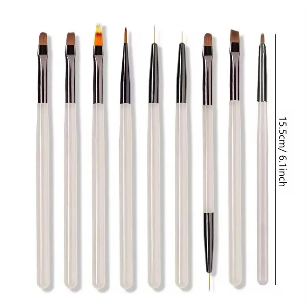 9PCS Nail Brush Liner DIY Painting Pen Manicure Acrylic Drawing Brush for UV Gel Nail Art Design Nails Tip Display Painting Tool