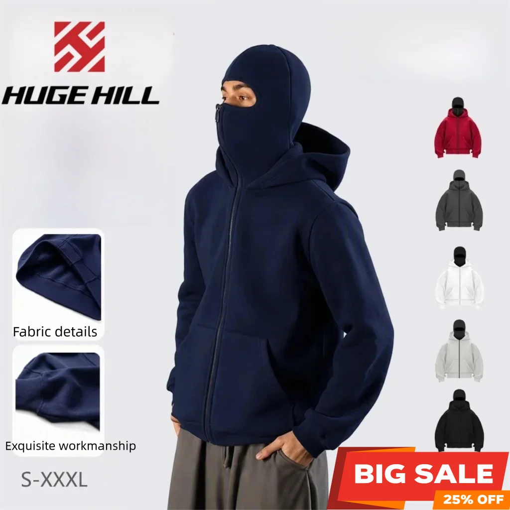 Unisex Gothic Y2K Harajuku Balaclava Hoodie Double Layered Hood Spring Autumn Winter Collection Streetwear Face Cover