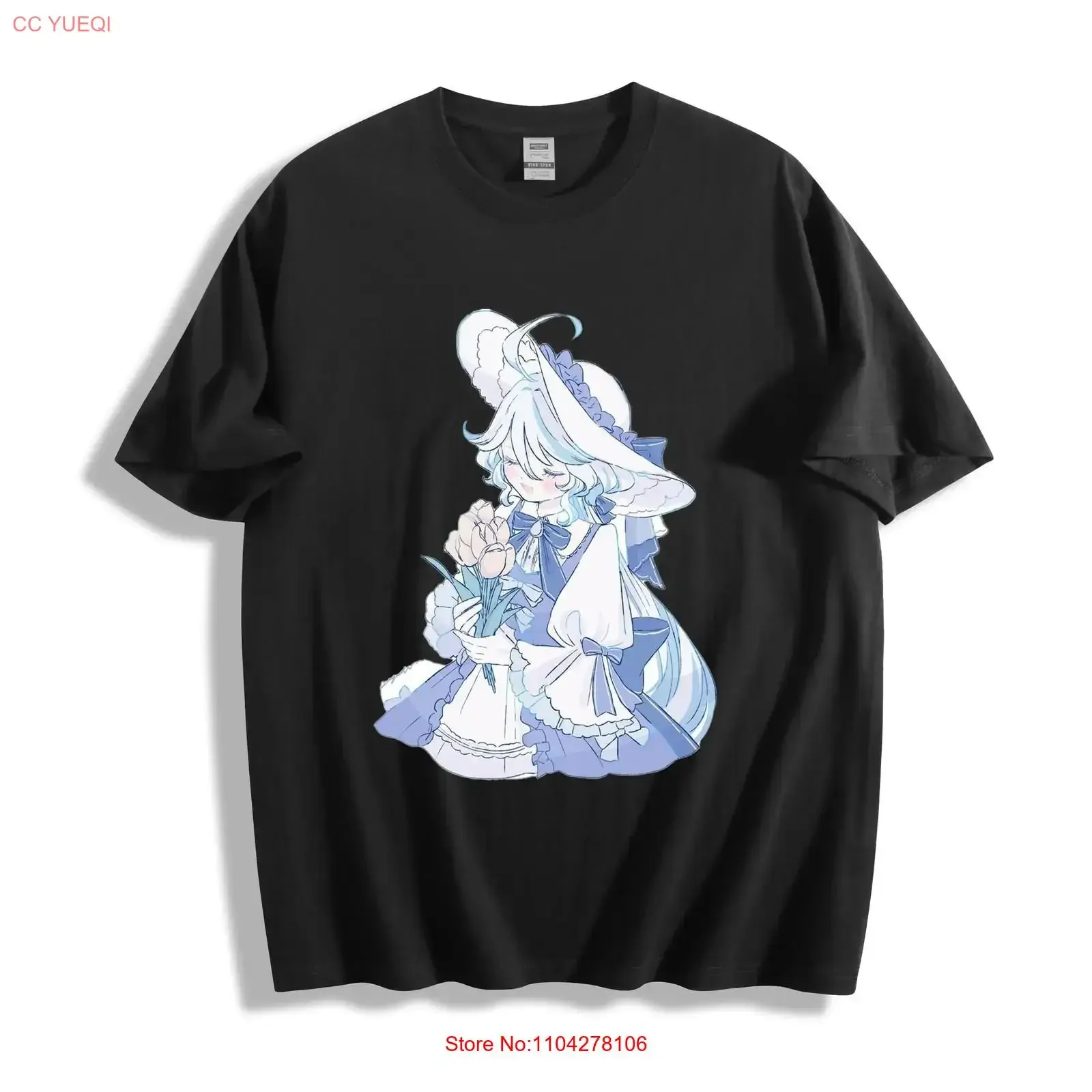 Genshin Furina Dramatic Burst T Shirt Archon Energy Swirl Design long or short sleeves vintage Washed homme Breathable fashion