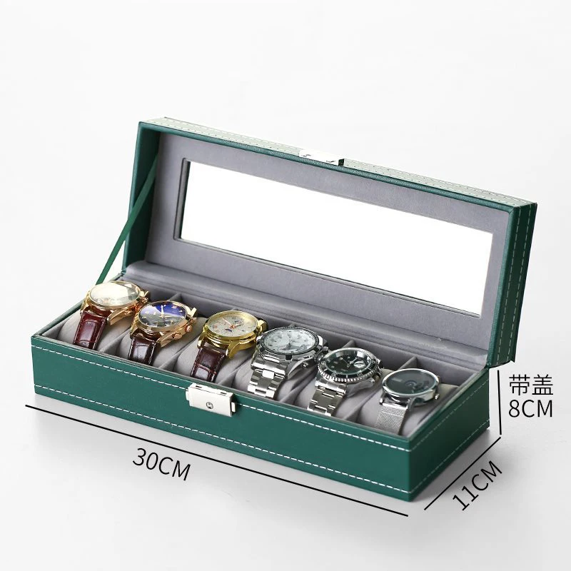 กล่องนาฬิกาหนัง PU แบบมีช่องใส่นาฬิกาสำหรับผู้หญิงเกรดสูง3/6/10/12สีเขียว/เทา