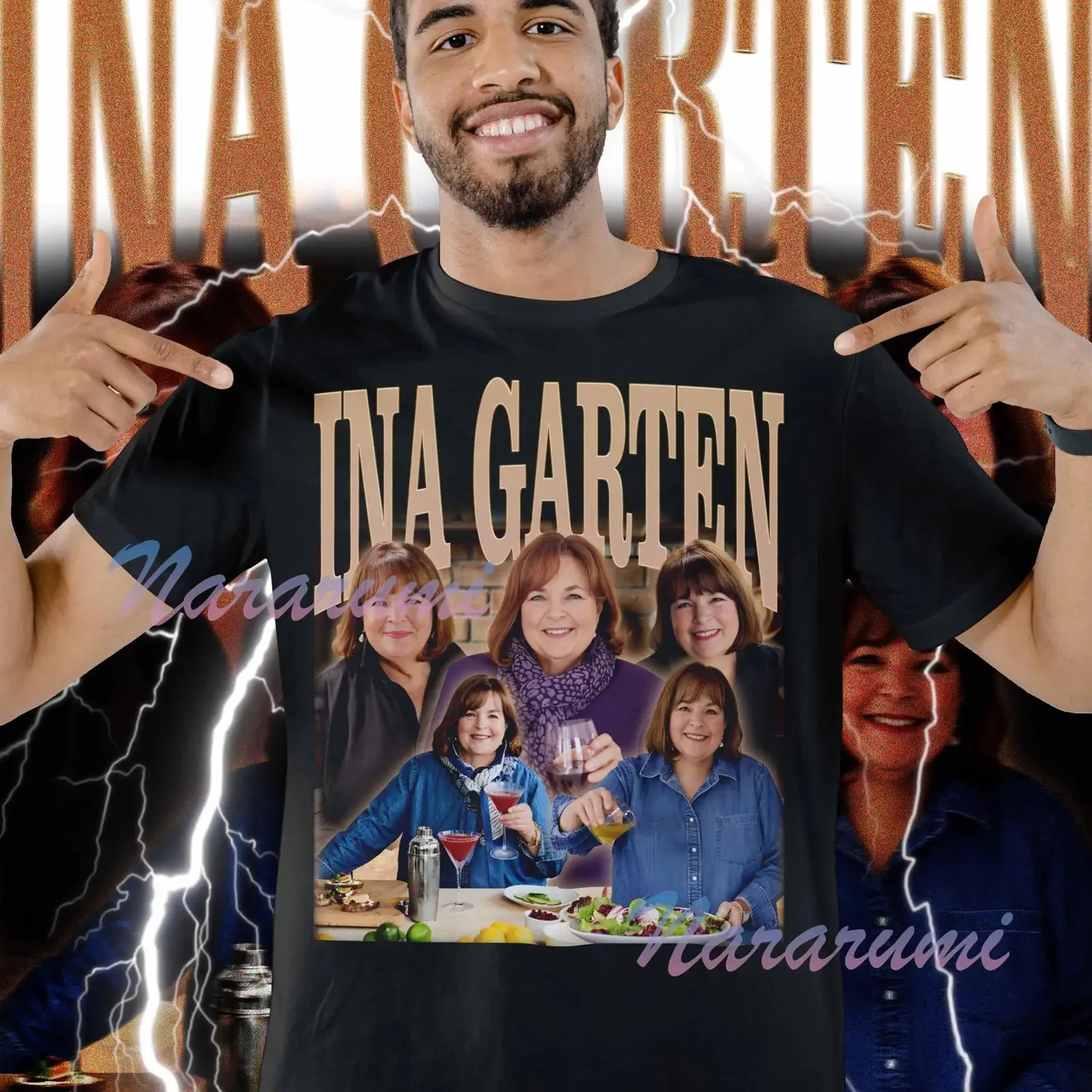 Retro Ina Garten Bootleg T Shirt Casual Barefoot Contessa  Foodie Fans  vintage Washed homme Unisex Breathable Stylish Slightly