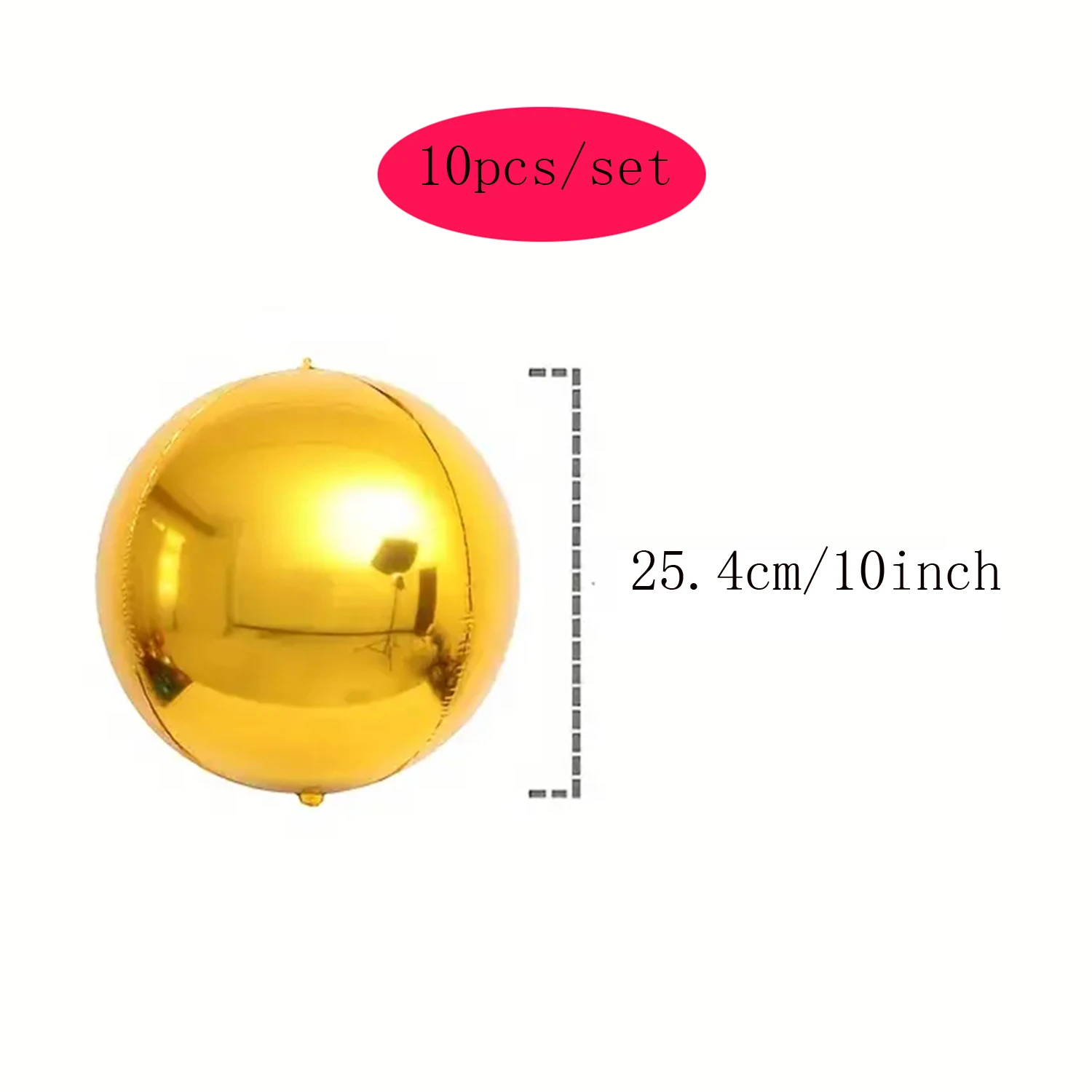 10Pcs 10 Inch Gold 4D Aluminum Foil Balloon Wedding Birthday and Happy New Year Decoration