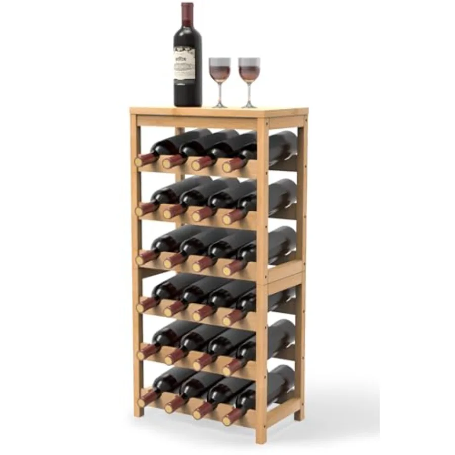 

6-ярусная напольная винная полка-стеллаж на 24 бутылки с столешницей для кухни, бара, погреба