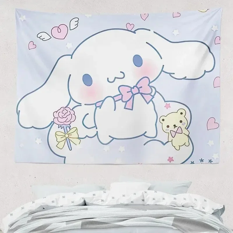 Sanrios Cinnamoroll Simpatico cartone animato Arazzo per bambini Ragazza Regalo Stampato in 3D Decorazione della stanza Appeso a parete Tappeti da