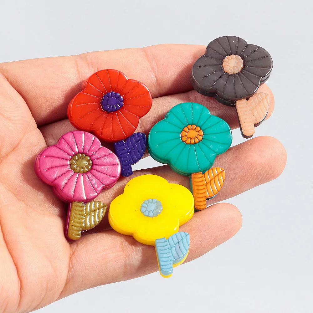 New Cute Summer Flower Acrylic Brooches for Women Girls 5-Colors Plant Sunflower Badge Lapel Pins Fashion Jewelry Accessories