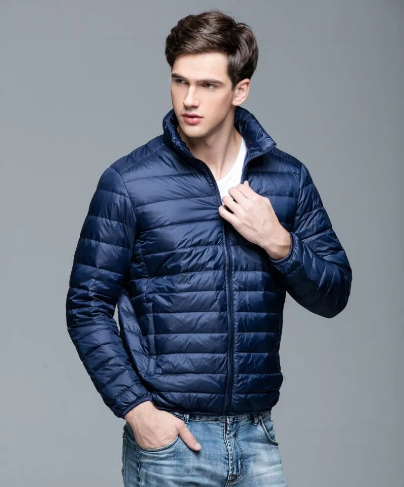 Chaqueta de plumón de pato para hombre, abrigo ultradelgado, con cuello levantado, para primavera y otoño, S-3XL, novedad de 2023