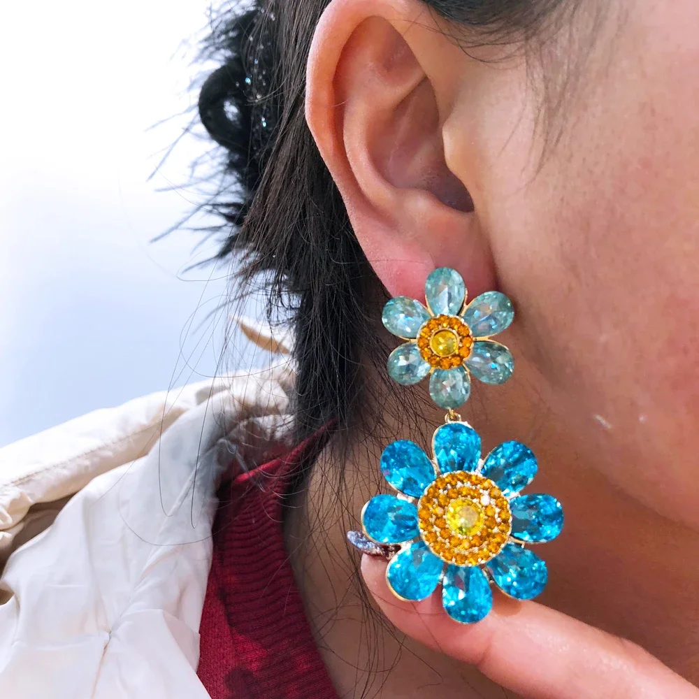 

Missvikki Romantic Luxury Gorgeous Drop Earrings For Women Bridal Earrings Cute Shiny Flowers Fashion Girl Gift 2024 New Hot