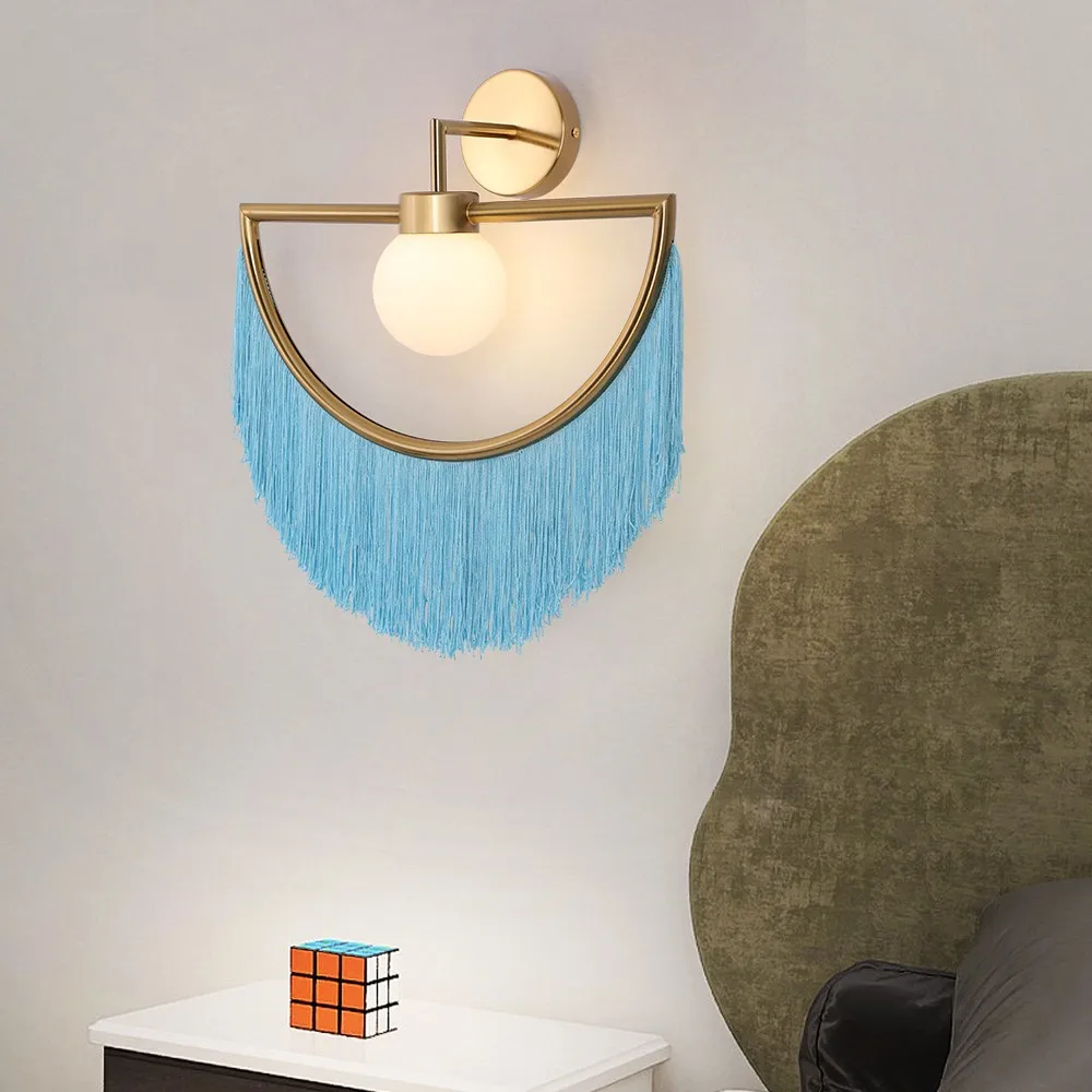 Wink Wall Lamp Nordic colorful Tassel Light designer Glass Ball  Background Lights Living Room Hotel Led hanging bedside lights