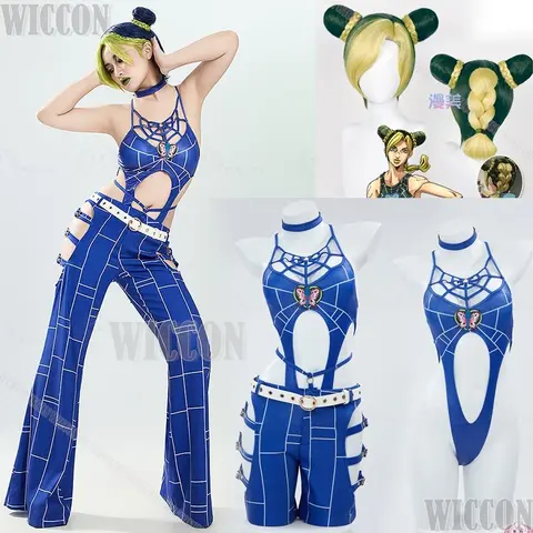 Anime Stone Ocean Jolyne Cujoh J0 Cosplay Costume Wig Sexy Dress Women Girl Suit Halloween Roleplay Party Play Outfit Customized