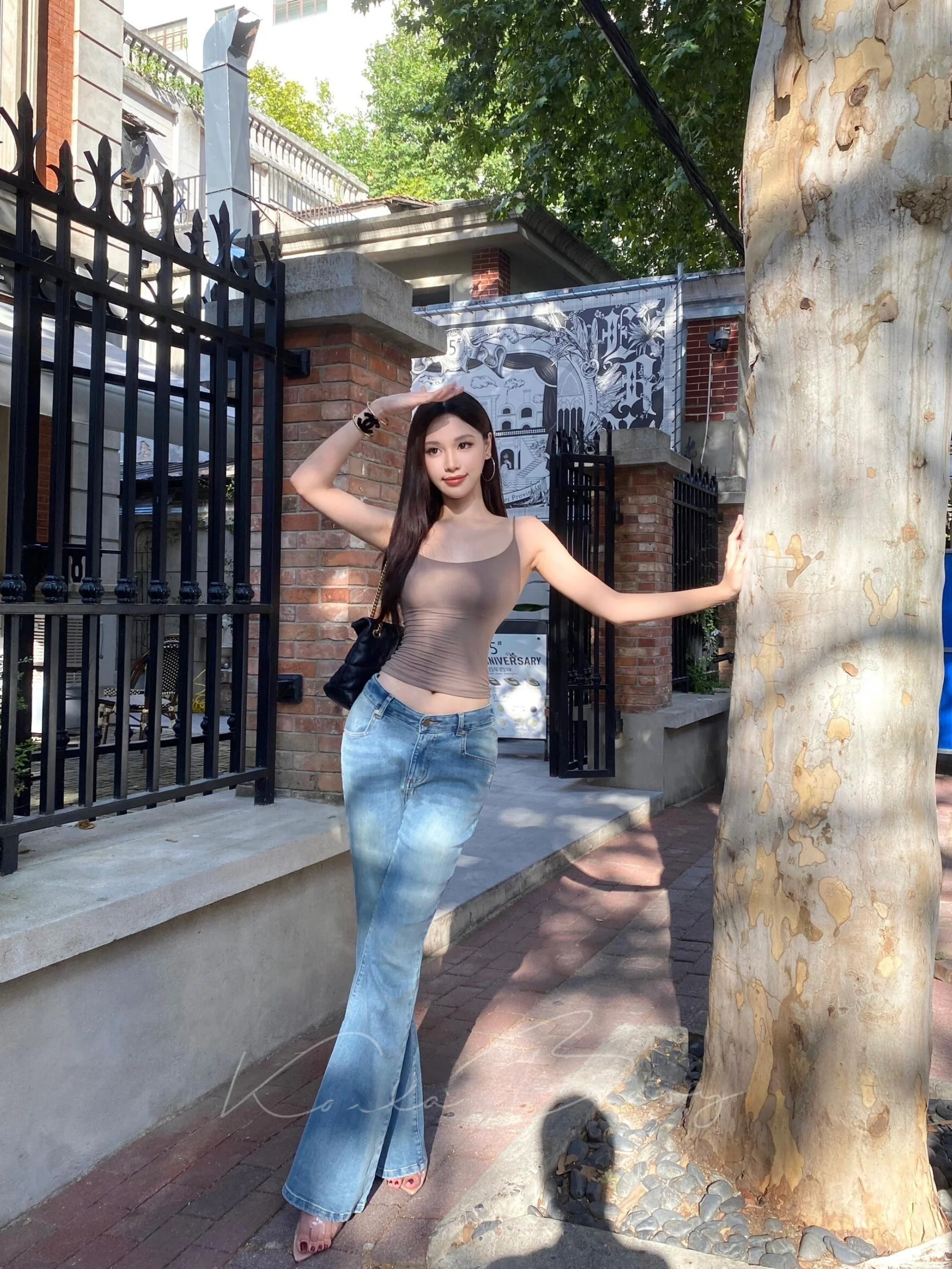 

Slimming High Waist Flared Denim Jeans Women's Low Waist Tight Elastic Butt Enhancing Casual Sle Cotton Stretch Fabric