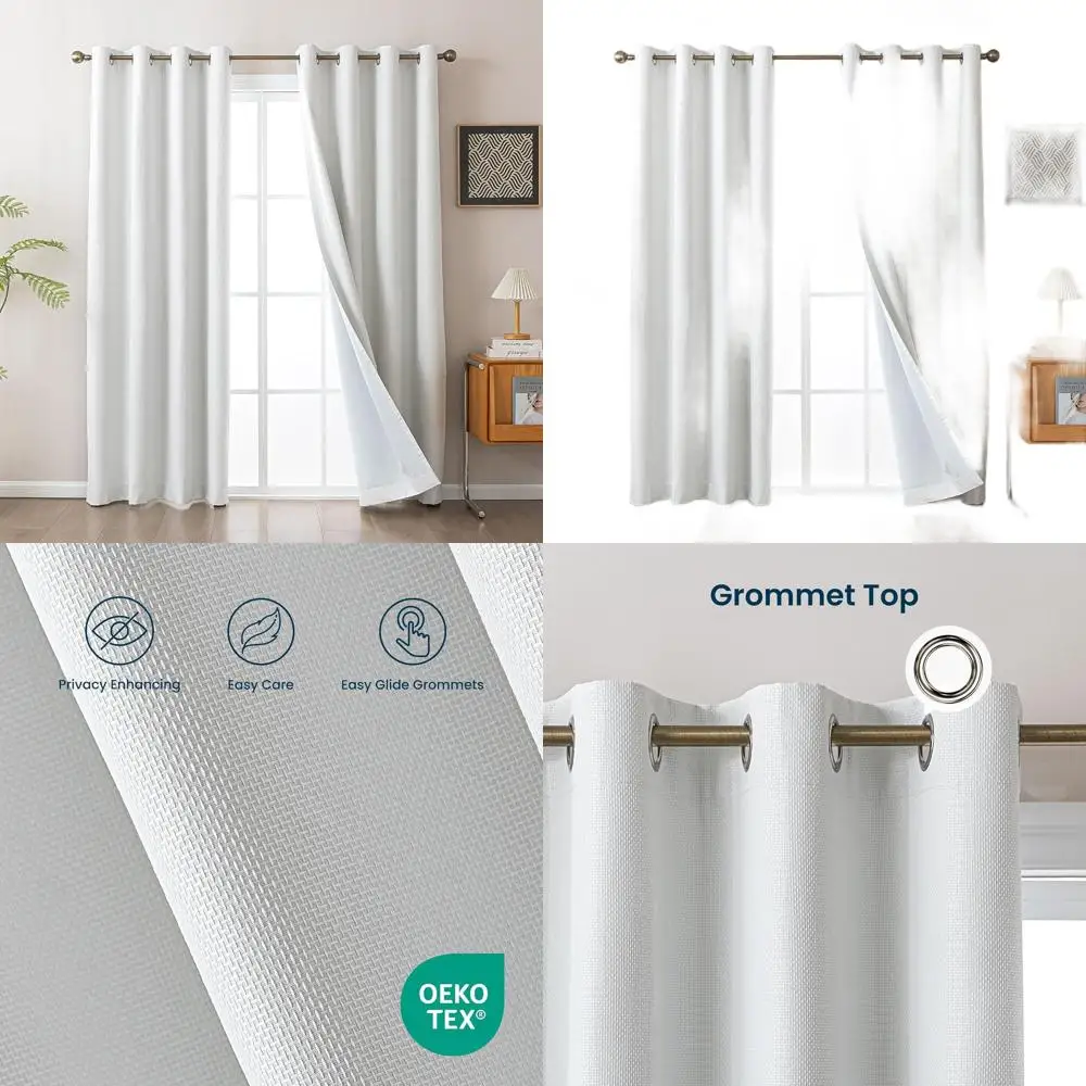 

Ivory 100% Blackout Curtains, 84 Length, 52 Wide, for Bedroom and Living Room, 2-Panel Set with Grommets
