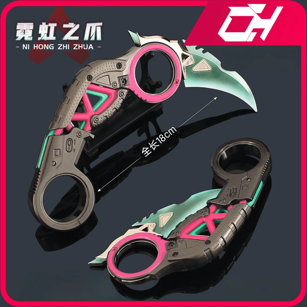 

18cm APEX Heirloom Weapon Raptor's Claw Neon Karambit Knife Samurai Sword Model Metal Home Decoration Desktop Ornament Gift Toys