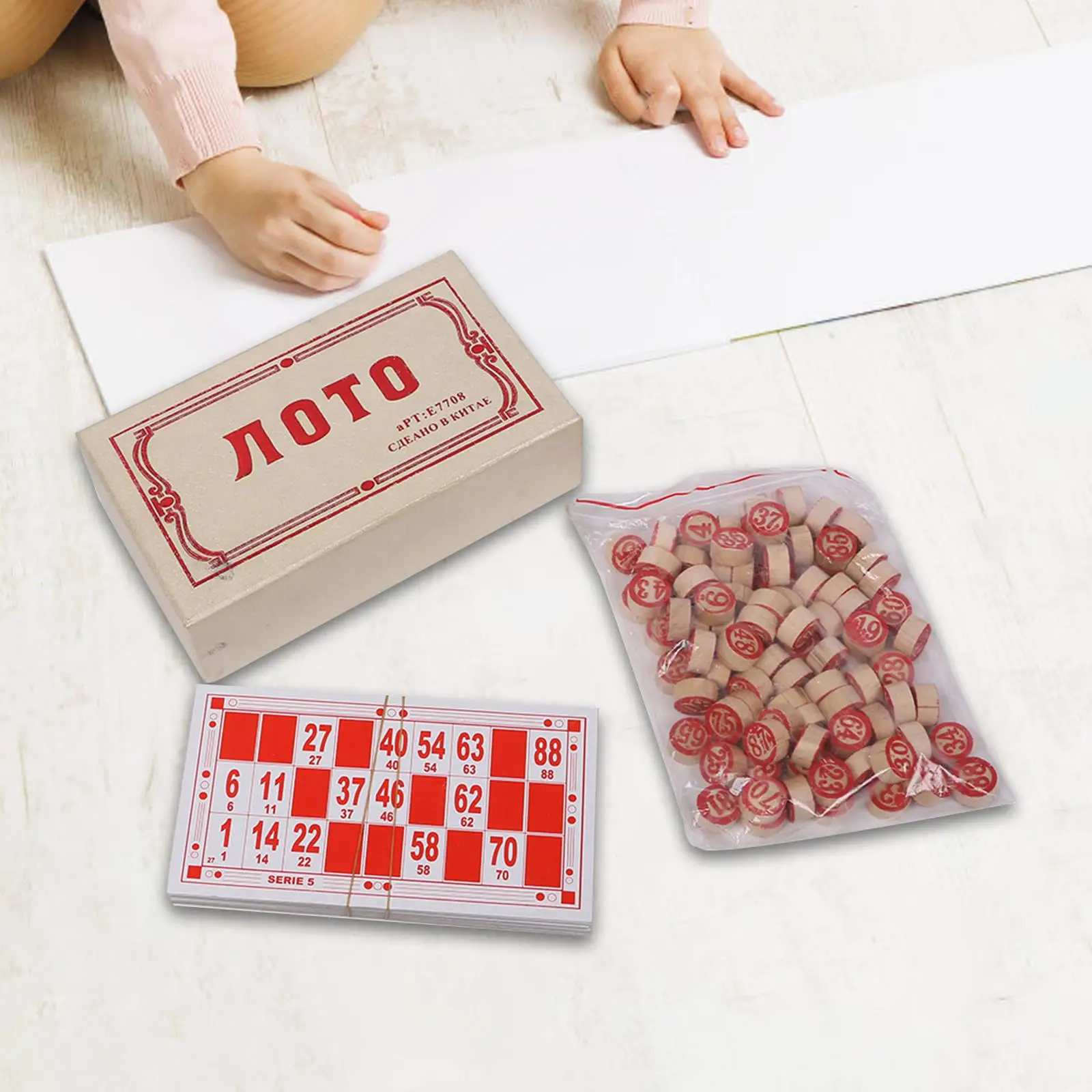 

Russian Lotto Bingo Game with Storage Box Classic Bingo Cards Interactive for