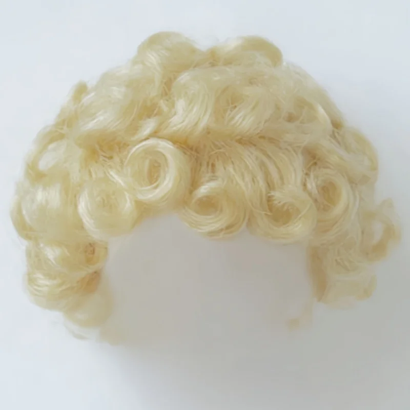 JD574 1/ 1/8 1/6 Mohair Doll Wigs For Size 4-5inch 5-6Inch 6-7Inch Doll Short Curls Mohair BJD Hair Lati Yellow Doll Accessories