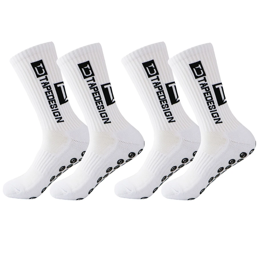 2 Pairs Men's Mid-Length Football Socks Sports Running Anti-Slip Thick Towel Bottom Wear-Resistant Comfortable Breathable Sports