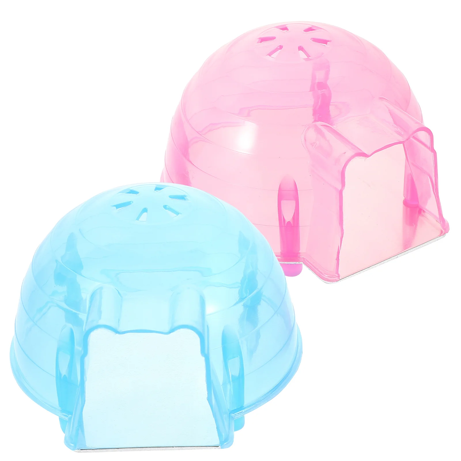 

2Pcs Hamster House Cooling Mini Hut Plastic Small Pet Summer Cool House for Bunny Kitten Chinchilla Pink Blue Cooling Mini Hut