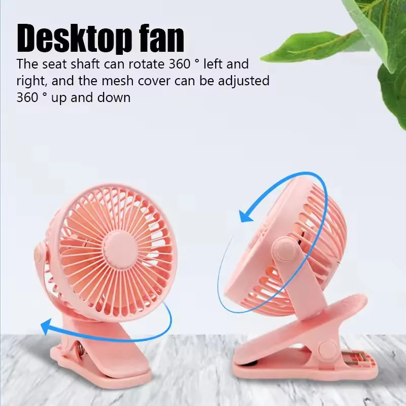 720°Rotatable Clip Fan Portable Mini Cooler Fan Built In Night Lamp USB Rechargeable Personal Fan For Outdoor Camping Ventilador