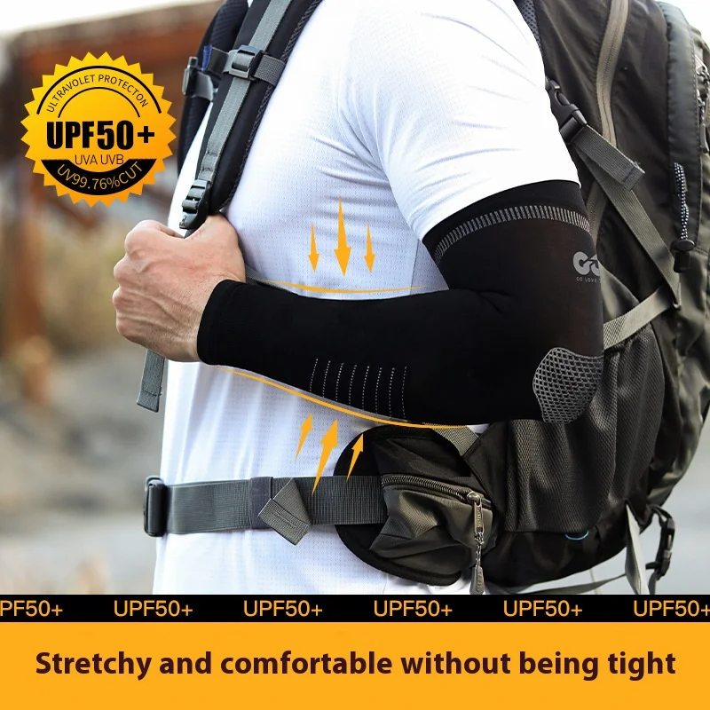 ปลอกแขนผ้าไหมน้ําแข็งสําหรับผู้ชาย UPF 50+ ป้องกันแสงแดด Cool Breathable สําหรับขับรถขี่จักรยานตกปลากีฬากลางแจ้งฤดูร้อน