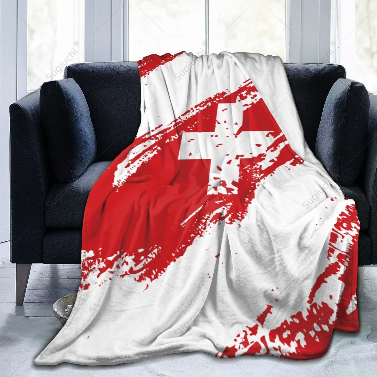 Blanket Switzerland Flag Color Flannel Multifunction Camping Sofa Cover Keep Warm