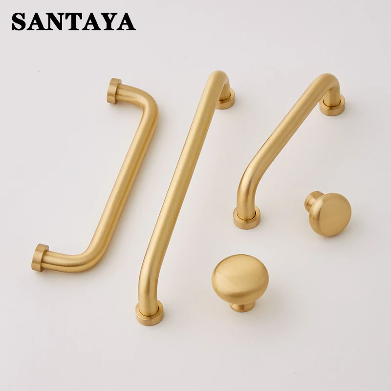 Brass Kitchen Handle Golden Nordic Simple Hardware Pulls Furniture Wardrobe Door Cabinet Drawer Dresser Knob