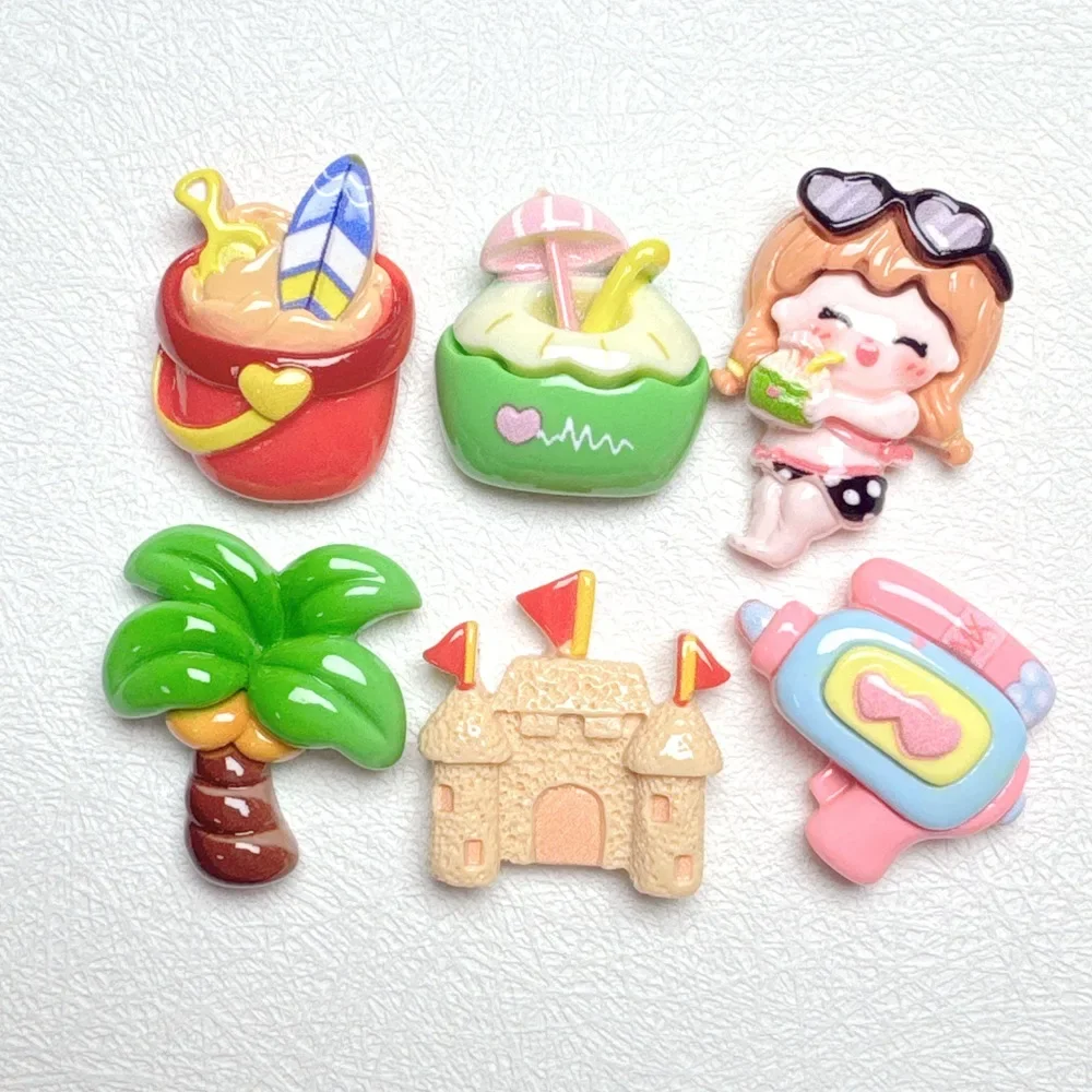 10 Pcs Kawaii Mini Castle Beach Resin Figure Ornament for DIY Craft Dollhouse Car Decoration Desktop Cute Fridge Magnet Toy Gift