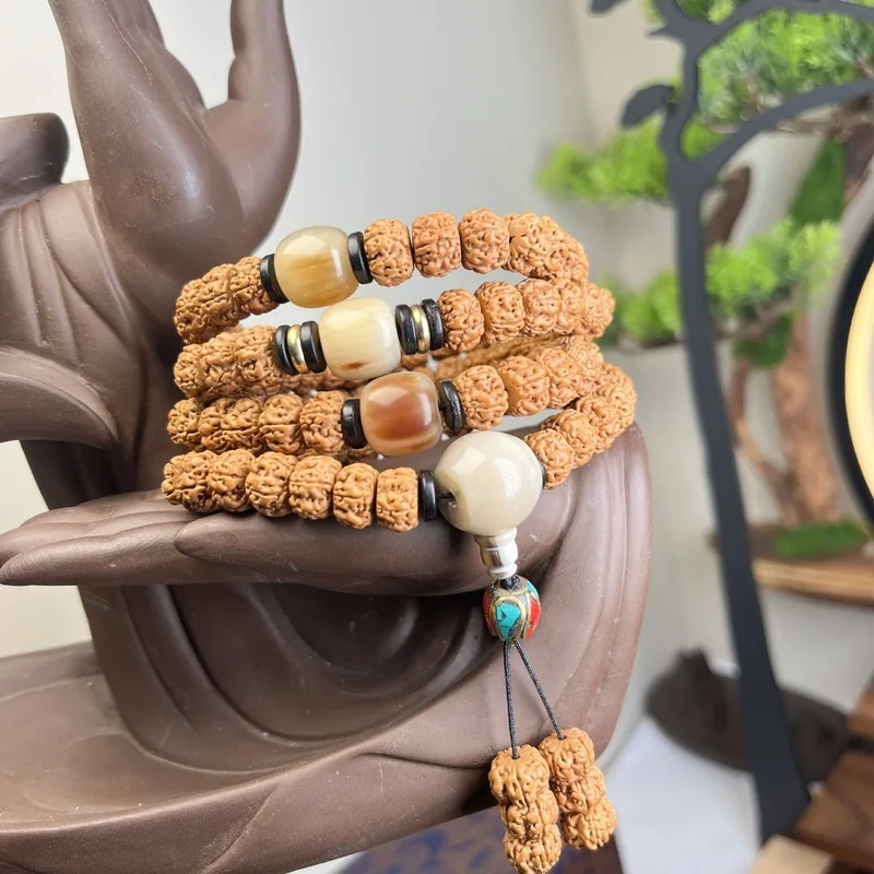 Indonesian 108 small men Buddhist prayer beads necklace Bodhi seed bracelet for women