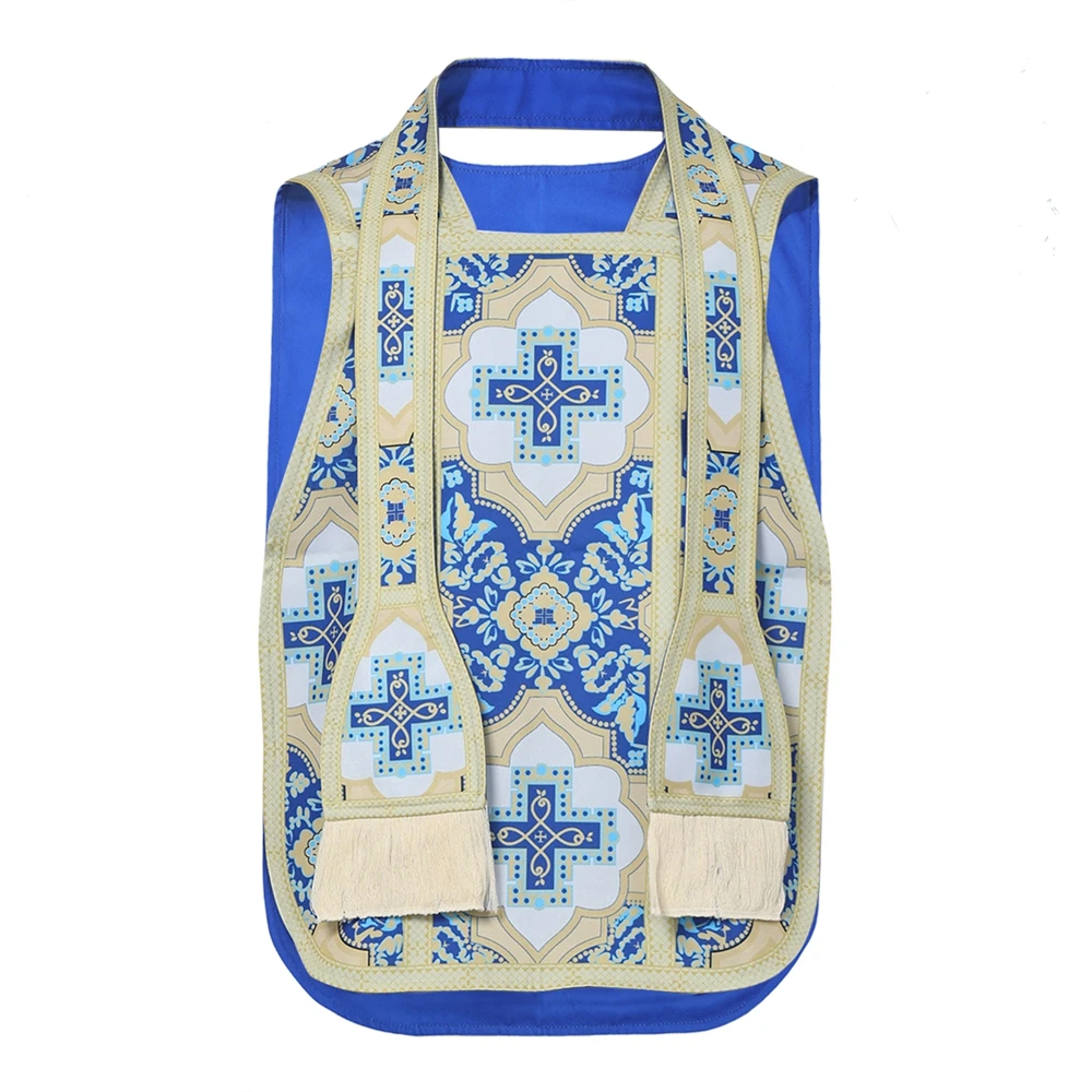 

Religious Ceremonial Chasuble with Stole Cross Pattern Decorative Fringe Trim Pope Tunic Garment