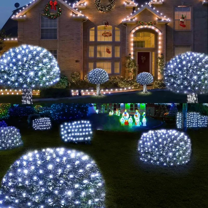 Solar-Netzlichter für den Außenbereich, wasserdichte LED-Lichterketten mit 8 Beleuchtungsmodi für Gärten, Rasenflächen, Partys und Weihnachtsdekorationen – Detail 8